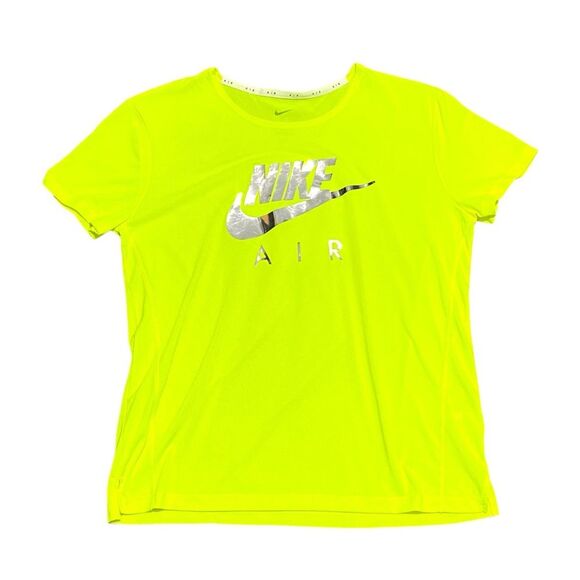 Nike Tops - Nike Air Neon Yellow Metallic Swoosh Workout Tee Medium